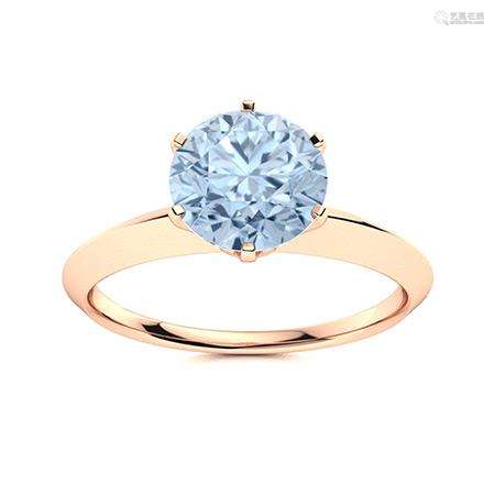 Natural 1.06 CTW Aquamarine Solitaire Ring 18K Rose