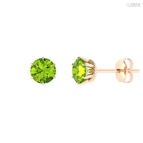 1.46 CTW Peridot Studs Earrings 18K Rose Gold