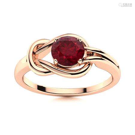 Natural 0.82 CTW Ruby Solitaire Ring 18K Rose Gold