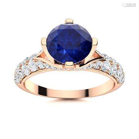 Natural 1.83 CTW Sapphire & Diamond Engagement Ring 14K