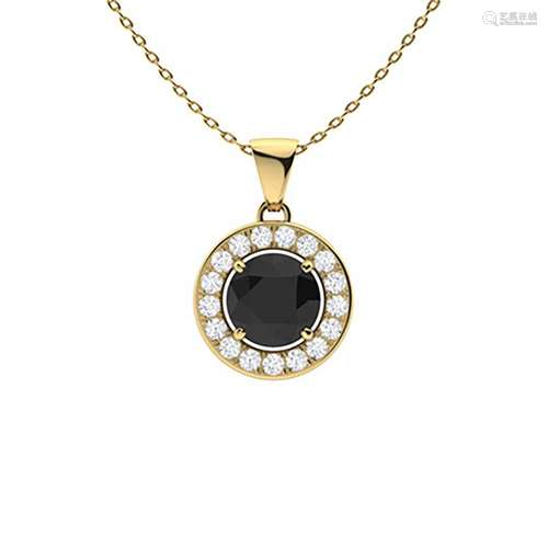 0.56 ctw Onyx & Diamond Necklace 14K Yellow Gold