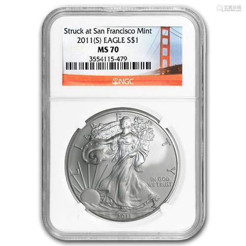 2011 (S) Silver Eagle MS-70 NGC (Golden Gate Bridge