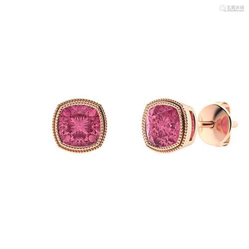 2.78 CTW Pink Tourmaline Studs Earrings 14K Rose Gold