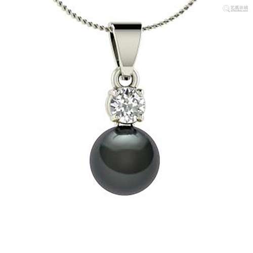 1.77 ctw Pearl & Diamond Necklace 18K White Gold