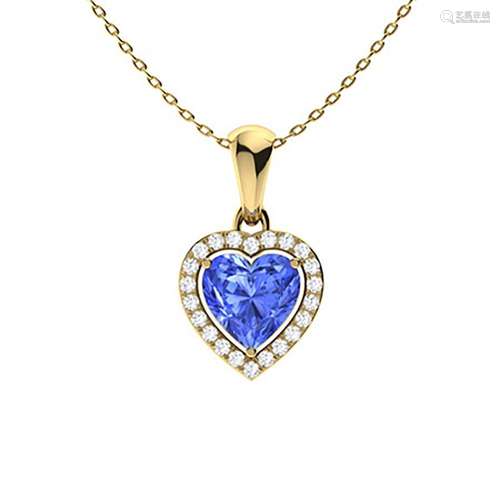 1.12 ctw Ceylon Sapphire & Diamond Necklace 18K Yellow