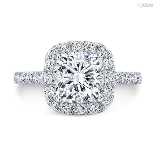 Natural 3.42 CTW Cushion Cut Diamond Engagement Ring