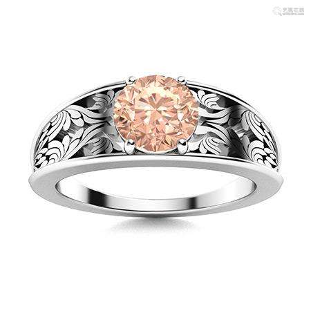 Natural 0.62 CTW Morganite Solitaire Ring 18K White