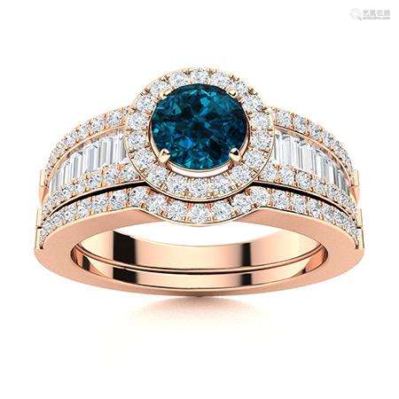 Natural 1.39 CTW Topaz & Diamond Engagement Ring 18K