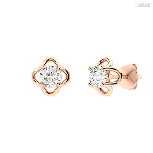 2.06 CTW Diamond Studs Earrings 18K Rose Gold