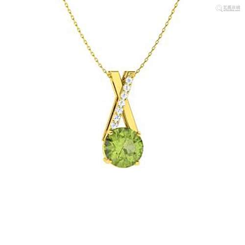 1.47 ctw Peridot & Diamond Necklace 18K Yellow Gold