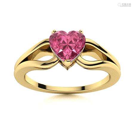 Natural 0.51 CTW Tourmaline Solitaire Ring 18K Yellow