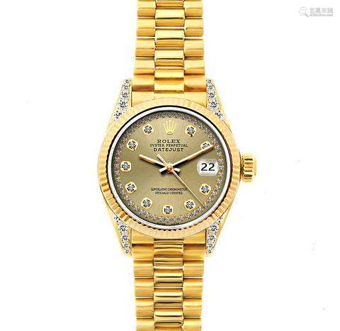 18k Yellow Gold Rolex Datejust Diamond Watch, 26mm,