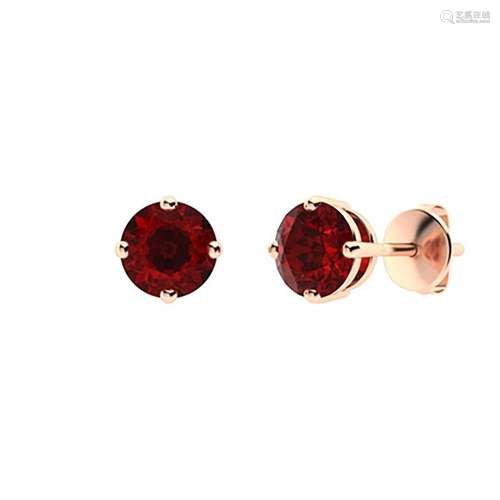 1.46 CTW Garnet Studs Earrings 18K Rose Gold