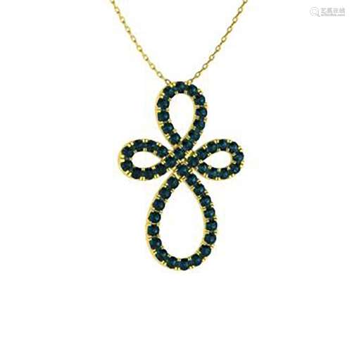 0.77 ctw Blue Diamond Necklace 18K Yellow Gold