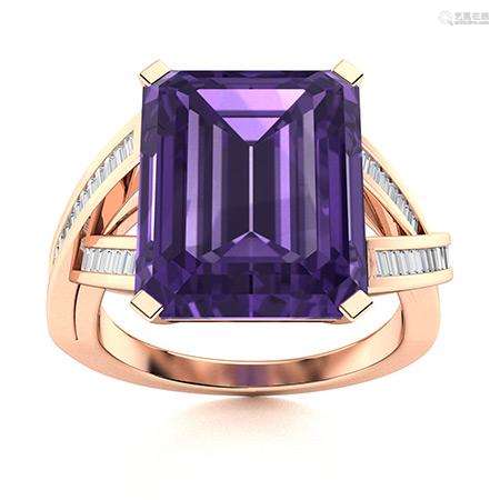 Natural 3.01 CTW Amethyst & Diamond Engagement Ring 14K