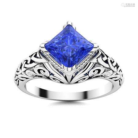 Natural 0.67 CTW Ceylon Sapphire Solitaire Ring 18K