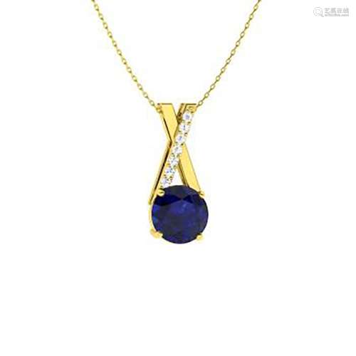 2.32 ctw Sapphire & Diamond Necklace 14K Yellow Gold