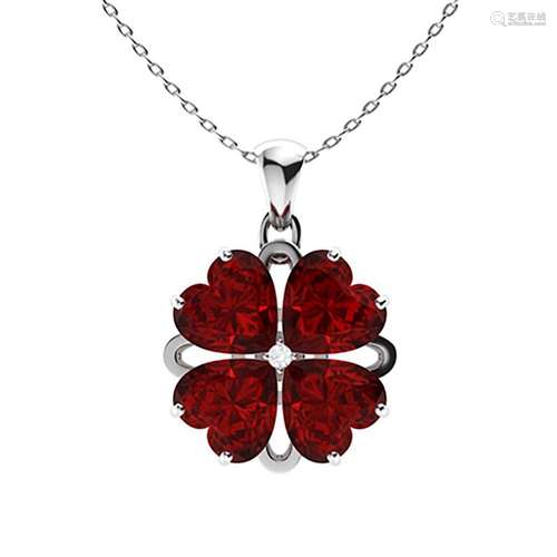 4.46 ctw Garnet & Diamond Necklace 14K White Gold