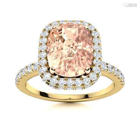 Natural 2.58 CTW Morganite & Diamond Engagement Ring