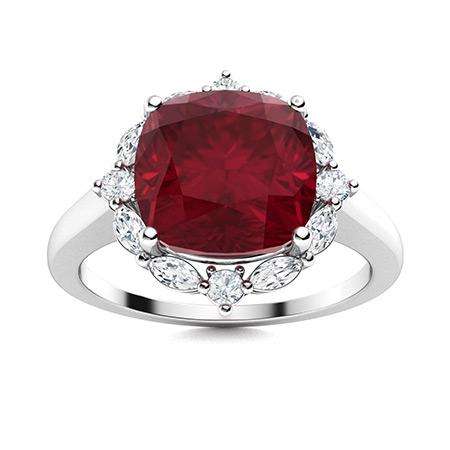 Natural 3.49 CTW Ruby & Diamond Engagement Ring 14K