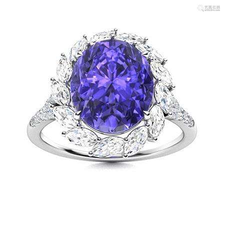 Natural 4.25 CTW Tanzanite & Diamond Engagement Ring