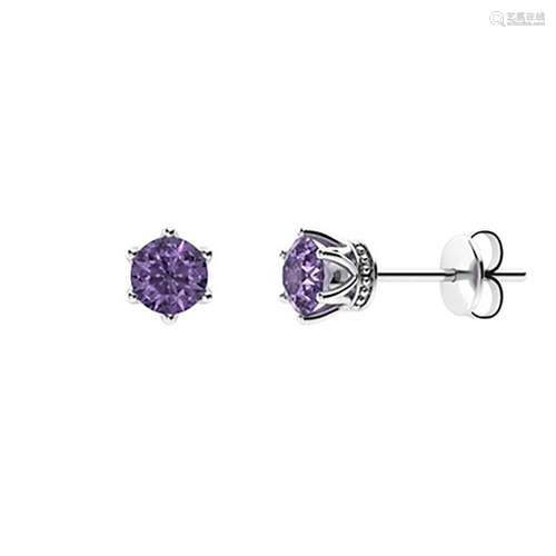 2.14 CTW Iolite Studs Earrings 14K White Gold