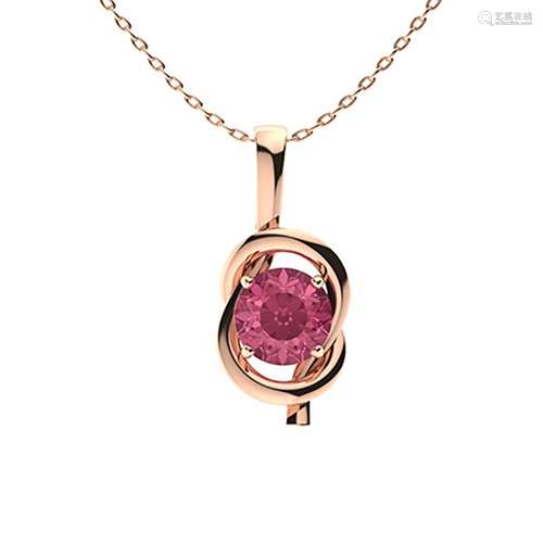 1.06 ctw Pink Tourmaline Necklace 14K Rose Gold