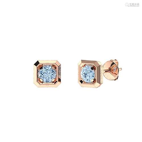 1.46 CTW Aquamarine Studs Earrings 14K Rose Gold