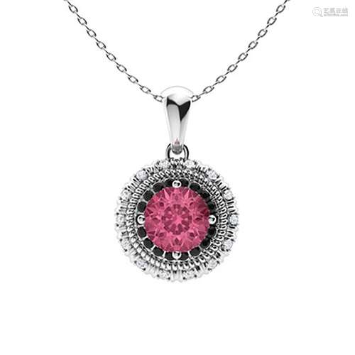 0.92 ctw Tourmaline & Diamond Necklace 18K White Gold