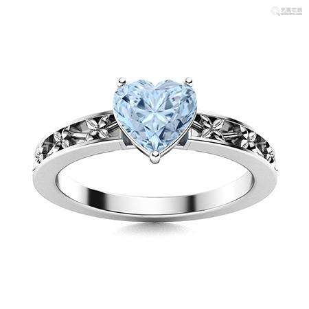 Natural 0.41 CTW Aquamarine Solitaire Ring 14K White