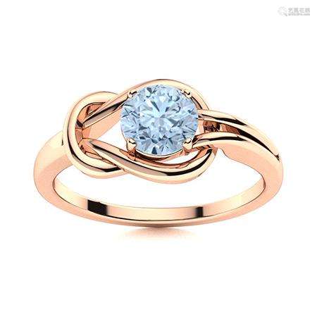 Natural 0.41 CTW Aquamarine Solitaire Ring 14K Rose