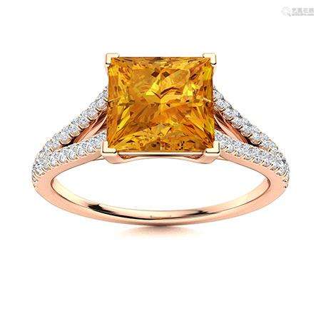 Natural 0.80 CTW Citrine & Diamond Engagement Ring 14K