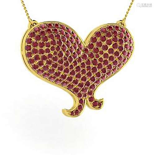 0.4 ctw Ruby Necklace 18K Yellow Gold