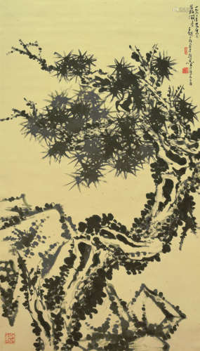 近現代 潘天壽 松樹 紙本水墨 立軸