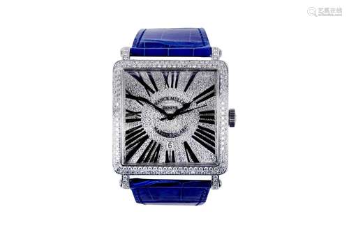 FRANCK MULLER MASTER SQUARE 18K WHITE GOLD AND DIAMONDS.