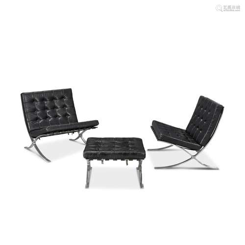 LUDWIG MIES VAN DER ROHE 1886-1969 Due poltrone ed un poggia...