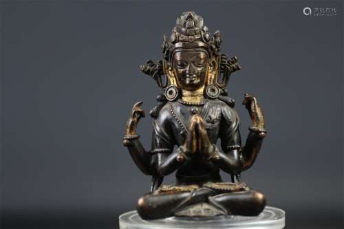 Gilt Copper Four-Armed Buddha