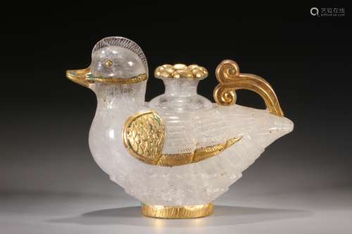 Gold-plated Crystal and Silver Lidded Pot