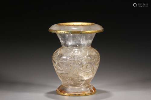 Gold-plated Crystal and Silver Vase