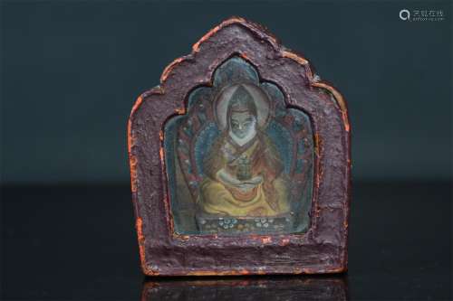 A Set of Colored Clay Buddha with Wood Box