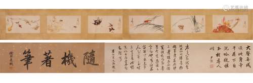 Longscroll Painting: Grass and Insects by Wang Xuetao