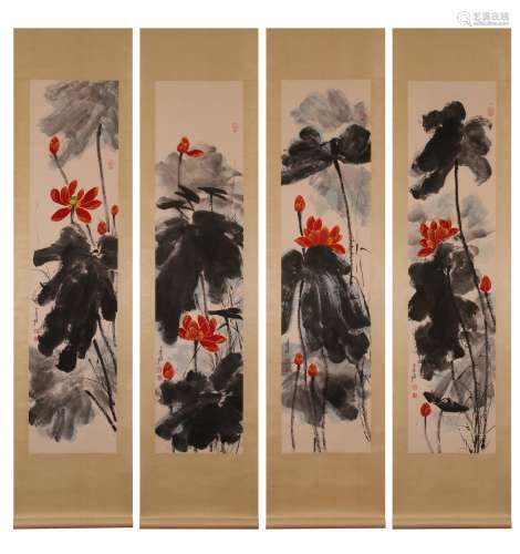 A Set of Four Vertical Painting  Zhang Daqian