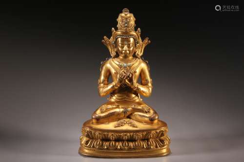 Gilt Copper Statue of Seated Vajradhara Gonpa