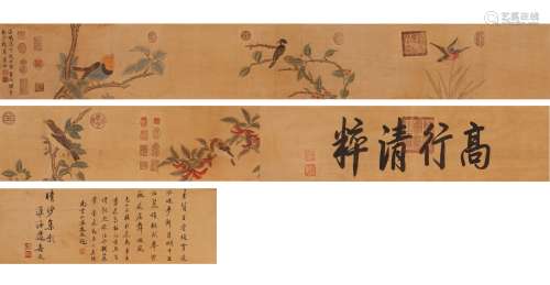 Longscroll Painting:Flowers and Birds  Lan Ying