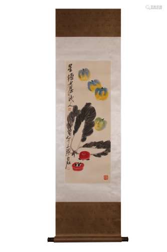 Vertical Painting : Vegetables and Fruits by Qi Baishi