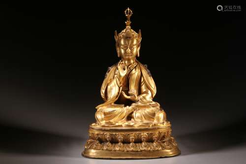 Gilt Copper Statue of Seated Padmasambhava