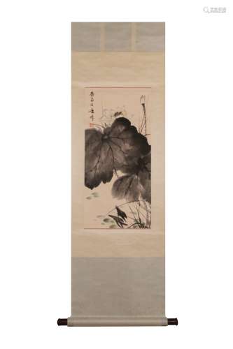 Vertical Painting :Lotus by Huang Huanwu