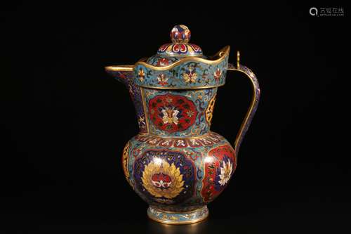 Cloisonne Pot with Mitre-shaped Lid