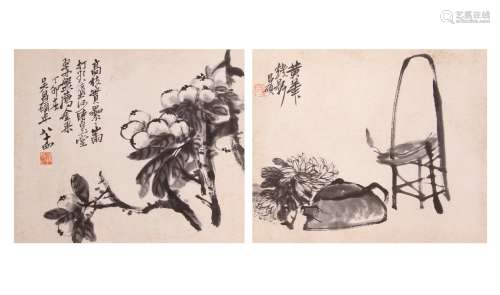 Unframed Painting  :Fruits and Flowers Wu Changshuo