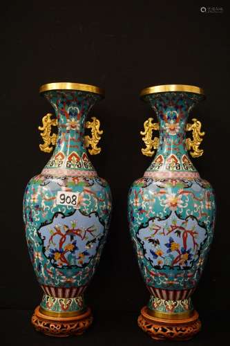 2 VAZEN IN CLOISONNE